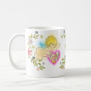 Caneca De Café Floral Angel Heart Shape Photo Cute