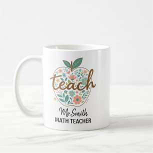 Caneca De Café Floral Apple Teacher Mug Apreciação do Professor