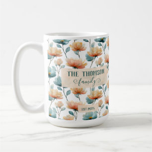 Caneca De Café Floral Aquarelada Vintage de Herança Familiar