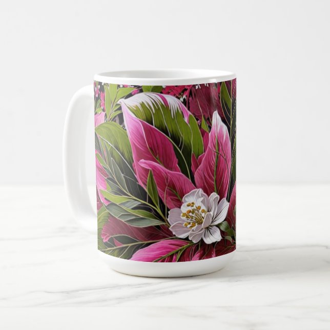 Caneca De Café Floral atraente e linda (Frente Esquerda)