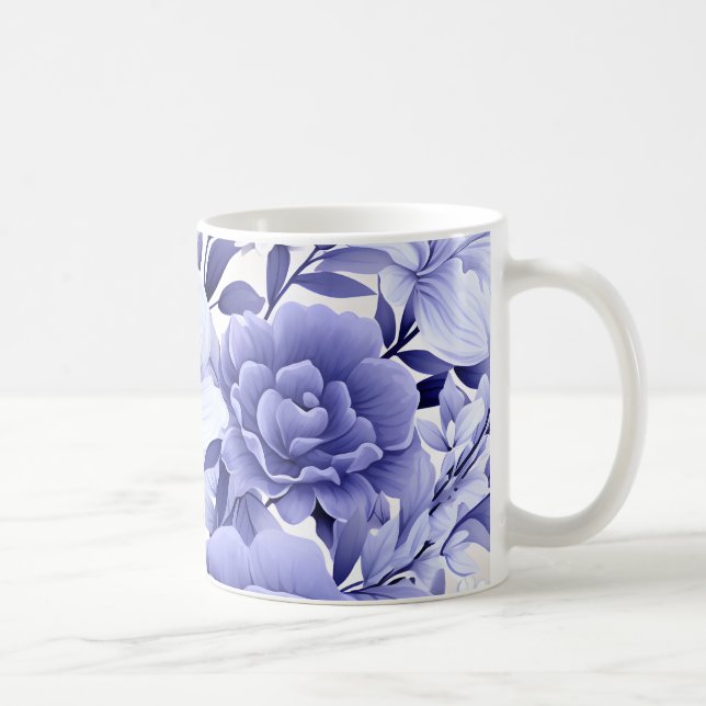 Caneca De Café Floral Azul (Direita)
