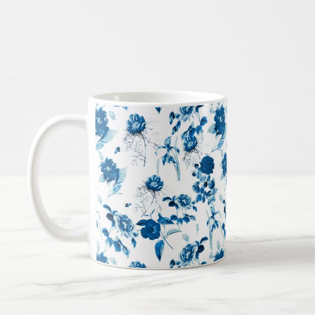 Caneca De Café Floral Azul-Mug (Esquerda)