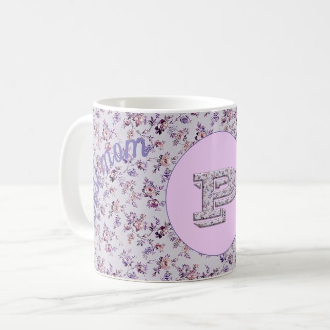 Caneca De Café Floral Best Mãe P (Frente Esquerda)