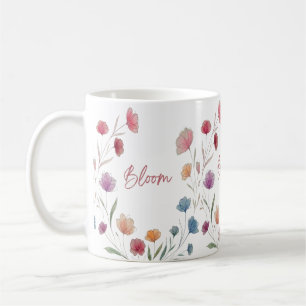 Caneca De Café Floral Bloom Suave Pastel Botânico Inspirador 