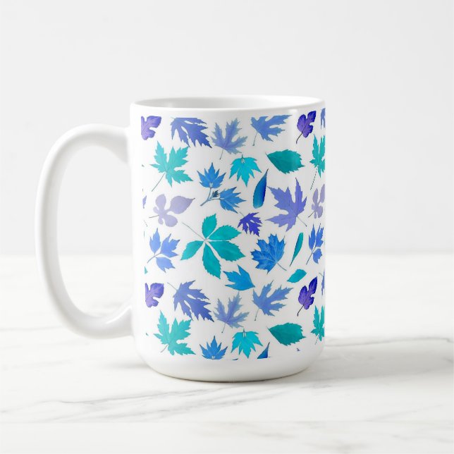 Caneca De Café Floral Blue Flowers Pattern Design- 36566 (Esquerda)