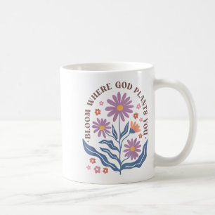 Caneca De Café Floral Boho Florescer Onde Deus Planta Você Motiva
