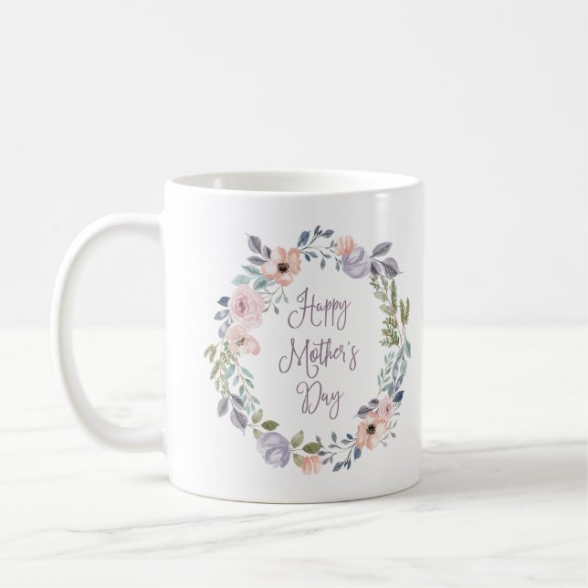 Caneca De Café Floral bonito | Dia de as mães feliz (Esquerda)