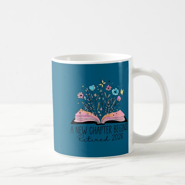 Caneca De Café Floral Book A New Chapter Begins Retired 2026 Reti (Direita)