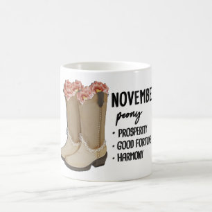 Caneca De Café Floral Boots Nascimento Mês Flor/ Novembro Peony