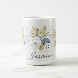 Caneca De Café Floral Botânica de Inverno Personalizada