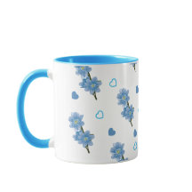 Caneca de Café Floral Branca e Azul