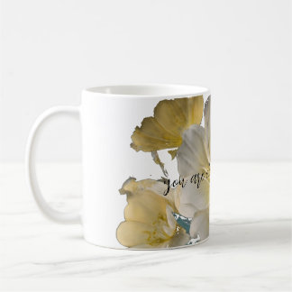 Caneca De Café floral branco pastel amarelo