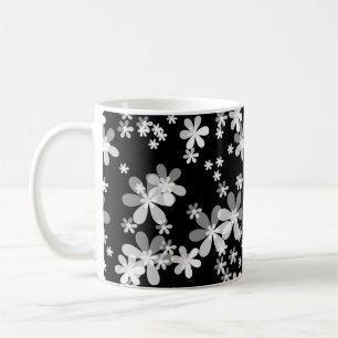 Caneca De Café floral branco preto
