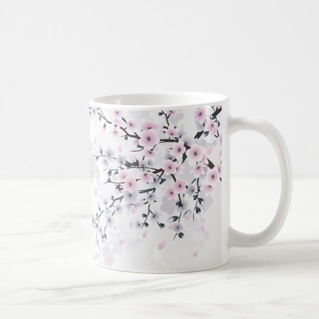 Caneca De Café Floral Cherry Blossom Dusky Pink Mauve (Direita)
