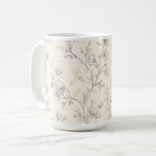 Caneca De Café Floral Chic Creme