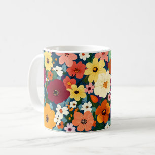 Caneca De Café Floral Colorida, Flor do Povo Vibrante e Brilhante