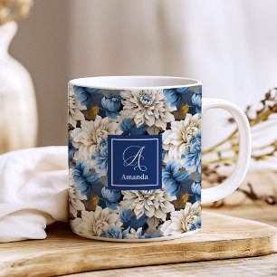 Caneca de Café Floral com Nome Personalizado Flore