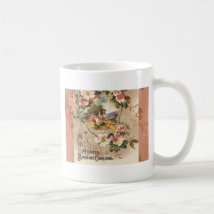 Caneca De Café Floral Country de Aniversário Vitoriano Vintage 18