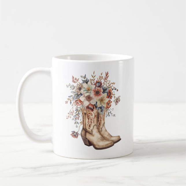 Caneca De Café Floral Cowgirl Boots (Esquerda)