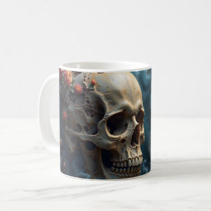 Caneca De Café Floral Crânio Mug