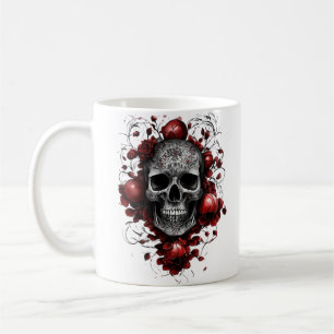 Caneca De Café Floral Crânio Mug