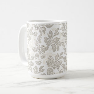 Caneca De Café Floral Creme Branco Chic