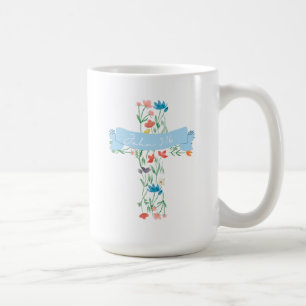 Caneca De Café Floral Cross John 3:16 Dois Lados