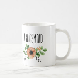 Caneca de café floral da dama de honra