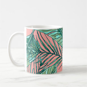 Caneca De Café Floral da Selva Tropical: Padrão de Folhas de Palm