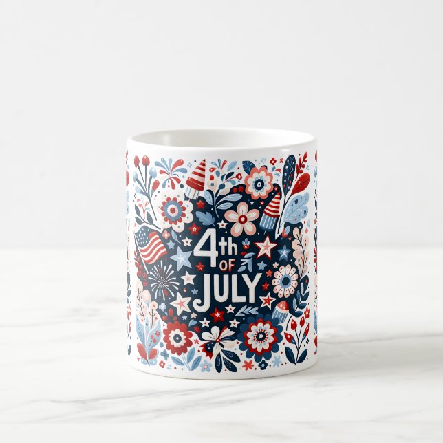 Caneca de café floral de 4 de Julho (Centro)