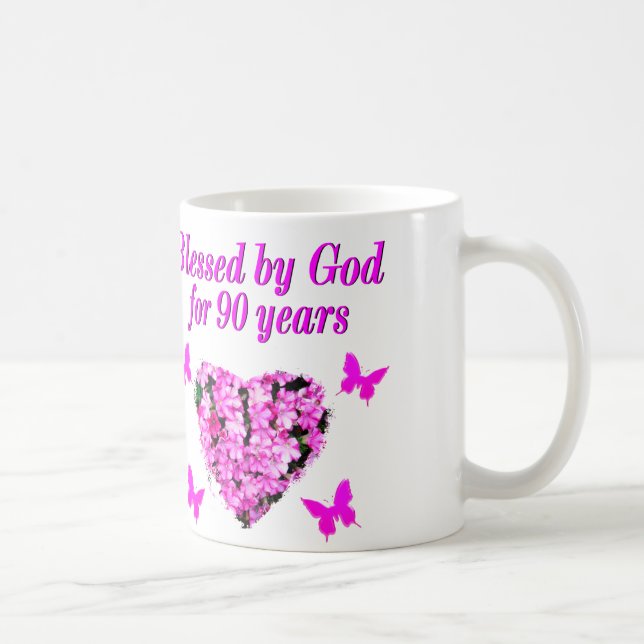 Caneca De Café FLORAL DE ANIVERSÁRIO DE 90 bonito (Direita)