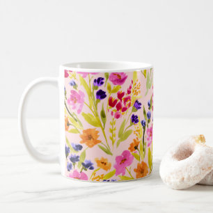 Caneca De Café Floral de Aquarela - Mug