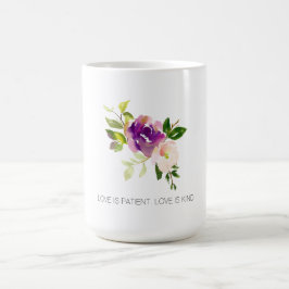 Caneca De Café Floral de Aquarela Rosa Púrpura