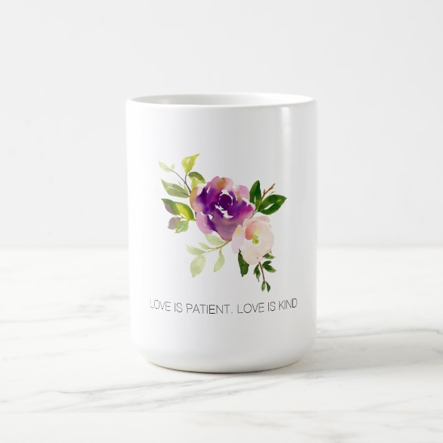 Caneca De Café Floral de Aquarela Rosa Púrpura (Centro)