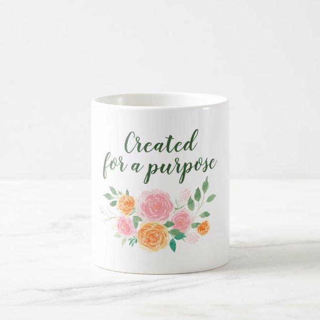 Caneca De Café Floral De Aquarelas Criado Para Fins (Centro)