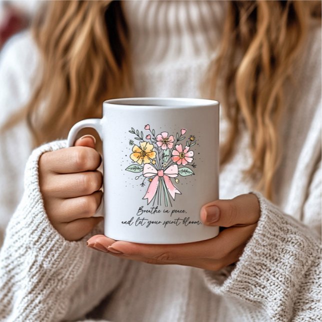 Caneca De Café Floral de Coquetes Retroativa com Cotação (Criador carregado)
