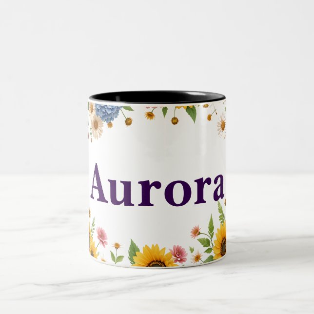 caneca de café floral de dois tons personalizável (Centro)