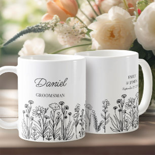 Caneca De Café Floral de Flor Silvestre Qualquer Cor Desenhada a