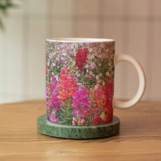 Caneca De Café Floral de Jardim de Snapdragões Coloridos