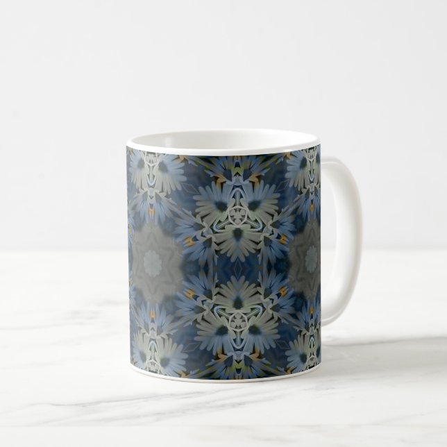Caneca De Café Floral de Margarida Azul Antiquado (Frente Esquerda)