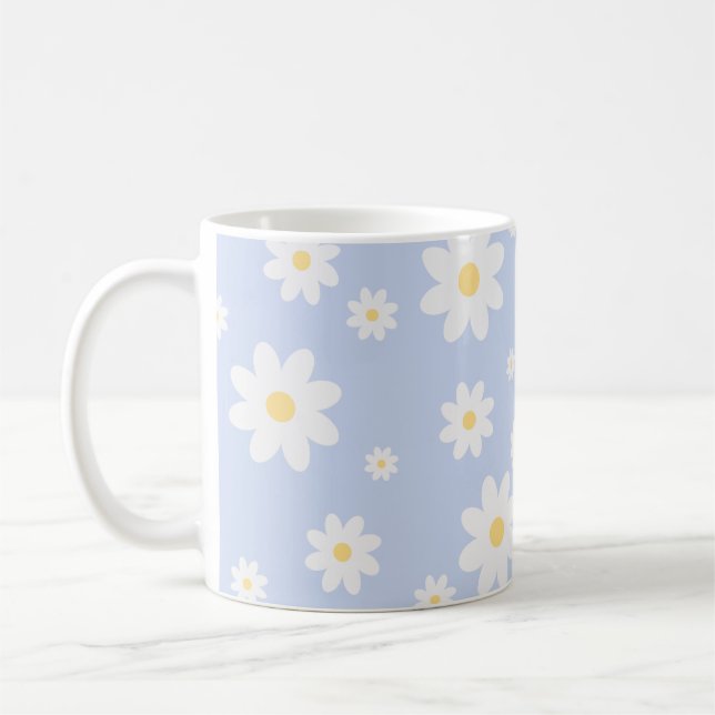 Caneca De Café Floral de Margarida Branca Simples (Esquerda)