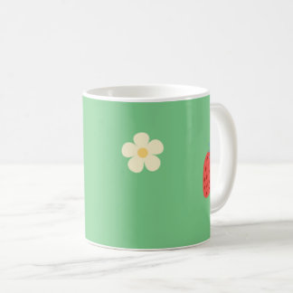 caneca de café floral de morango fofa.