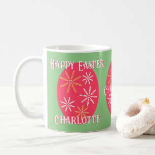 Caneca De Café Floral de Ovos de Páscoa Personalizado