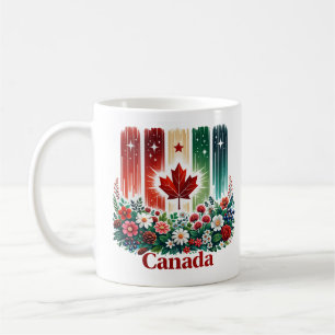 Caneca De Café Floral Dia do Canadá Bandeira Canadense Fofa