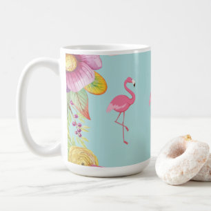 Caneca de café floral do flamingo