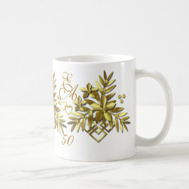 Caneca De Café FLORAL DO ouro ~ Monograma Ringer Mug