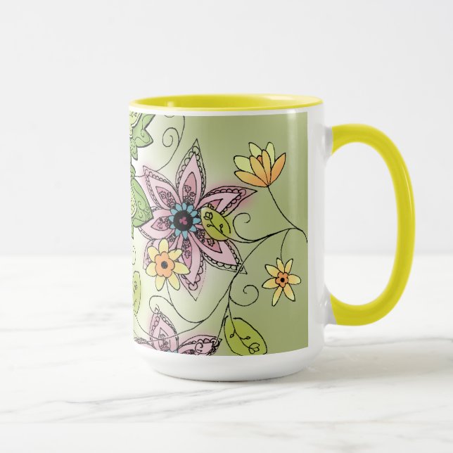 Caneca de café floral do primavera (Direita)