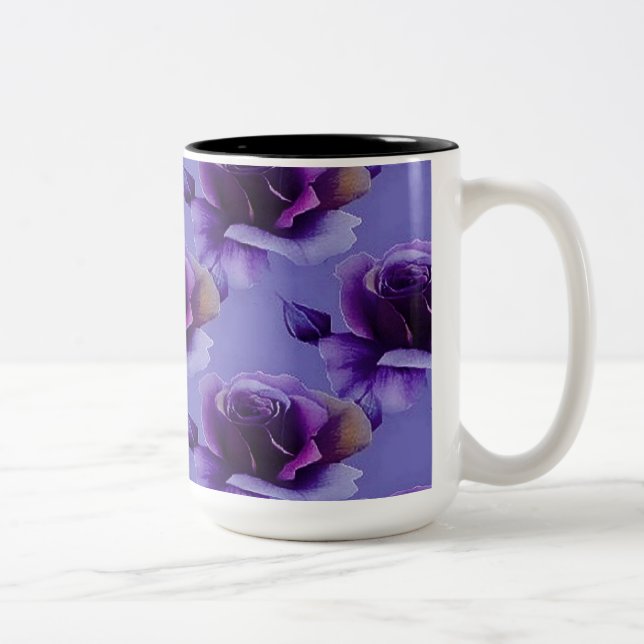 Caneca de café floral do teste padrão dos rosas (Direita)
