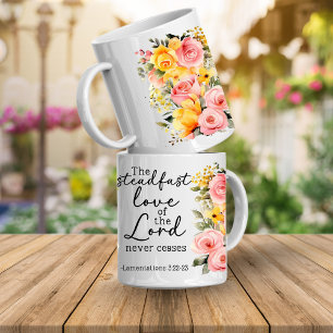 Caneca de Café Floral do Versículo Bíblico Amor de