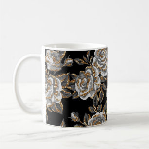 Caneca De Café Floral Dourado De Luminosidade: Vintage De Esparto